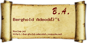 Berghold Adeodát névjegykártya